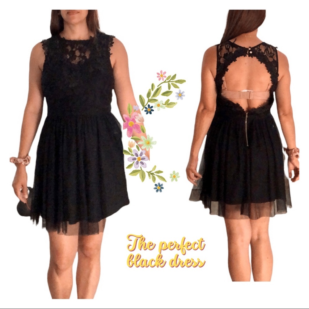 Soiéblu Black Lace Open Back Dress